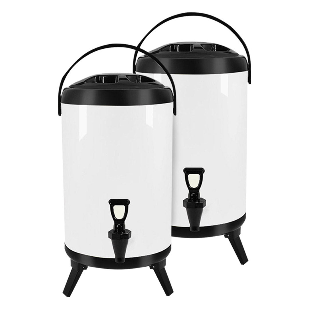 SOGA 2X 16L Stainless Steel Insulated Milk Tea Barrel Hot and Cold Beverage Dispenser Container with Faucet White Soga