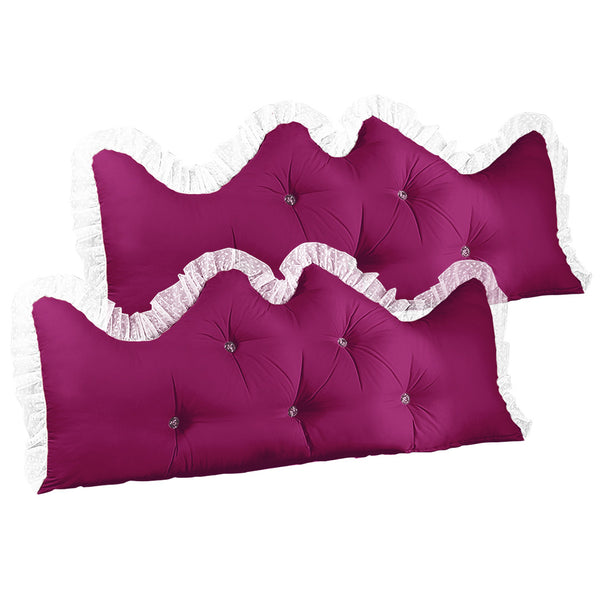 SOGA 2X 180cm Burgundy Princess Bed Pillow Headboard Backrest Bedside Tatami Sofa Cushion with Ruffle Lace Home Decor Soga