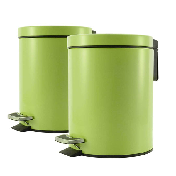 SOGA 2X 7L Foot Pedal Stainless Steel Rubbish Recycling Garbage Waste Trash Bin Round Green Soga