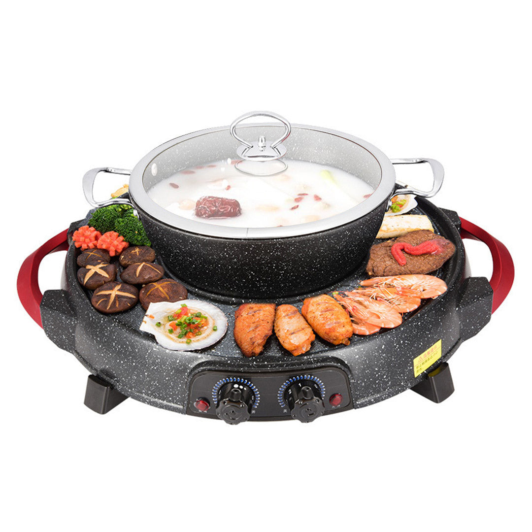 SOGA 2 in 1 Electric Stone Coated Teppanyaki Grill Plate Steamboat Hotpot Soga