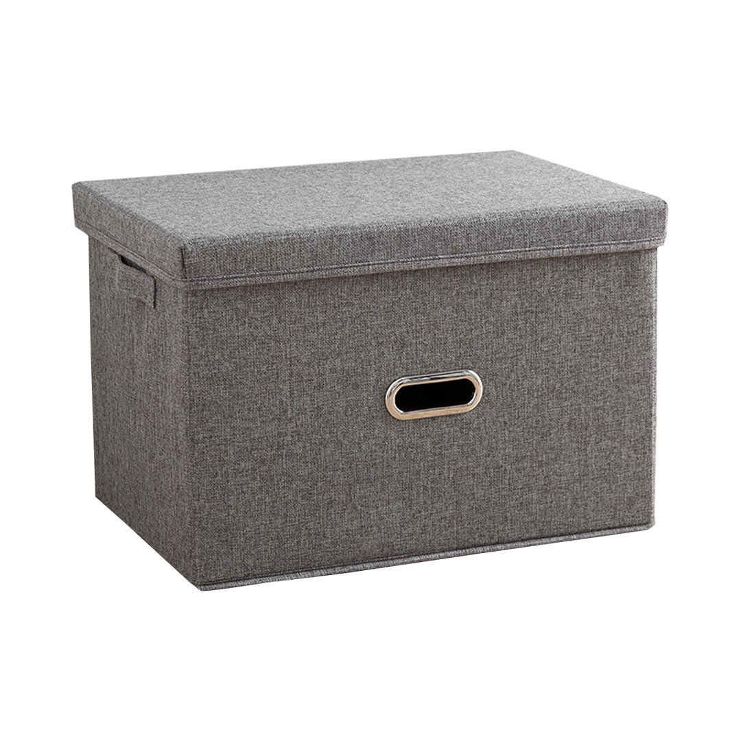 SOGA Grey Medium Foldable Canvas Storage Box Cube Clothes Basket Organiser Home Decorative Box Soga