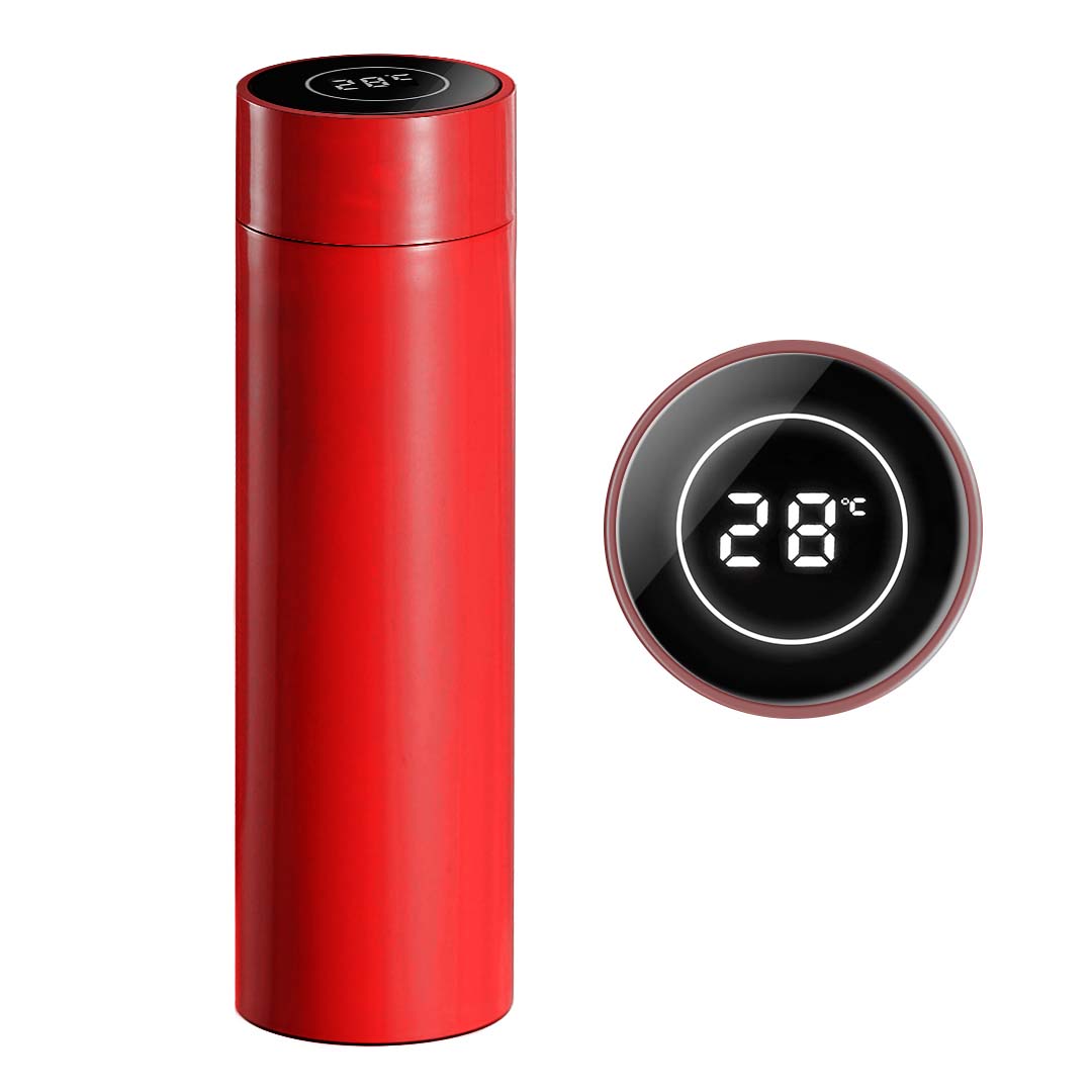 SOGA 500ML Stainless Steel Smart LCD Thermometer Display Bottle Vacuum Flask Thermos Red Soga