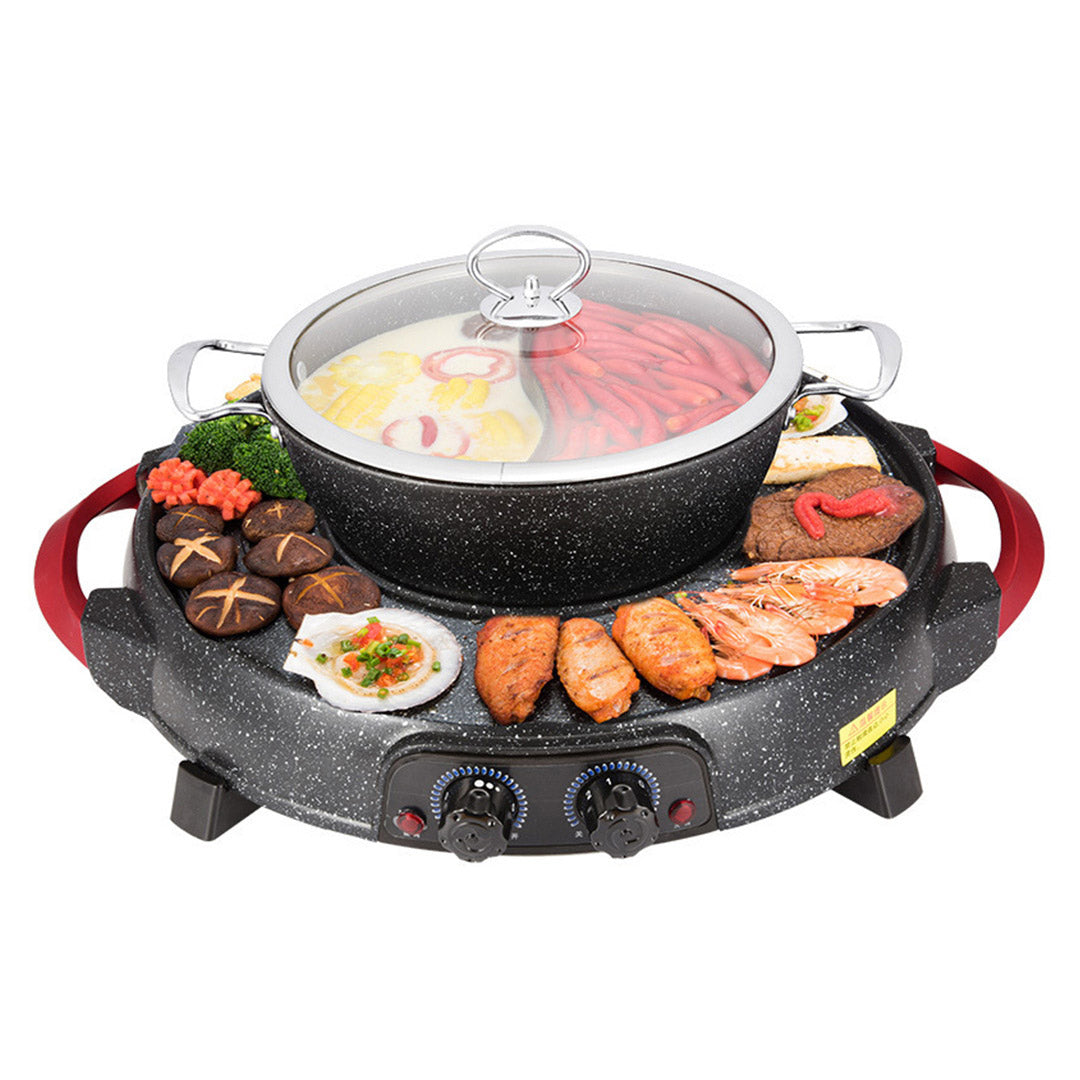 SOGA 2 in 1 Electric Stone Coated Grill Plate Steamboat Two Division Hotpot Soga