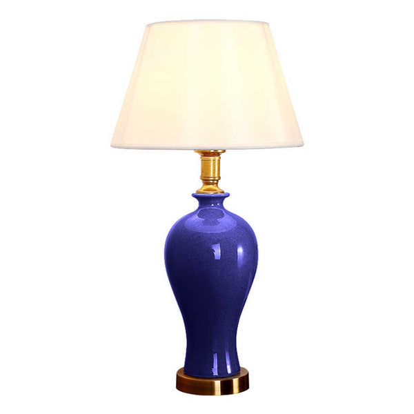 SOGA Blue Ceramic Oval Table Lamp with Gold Metal Base Soga