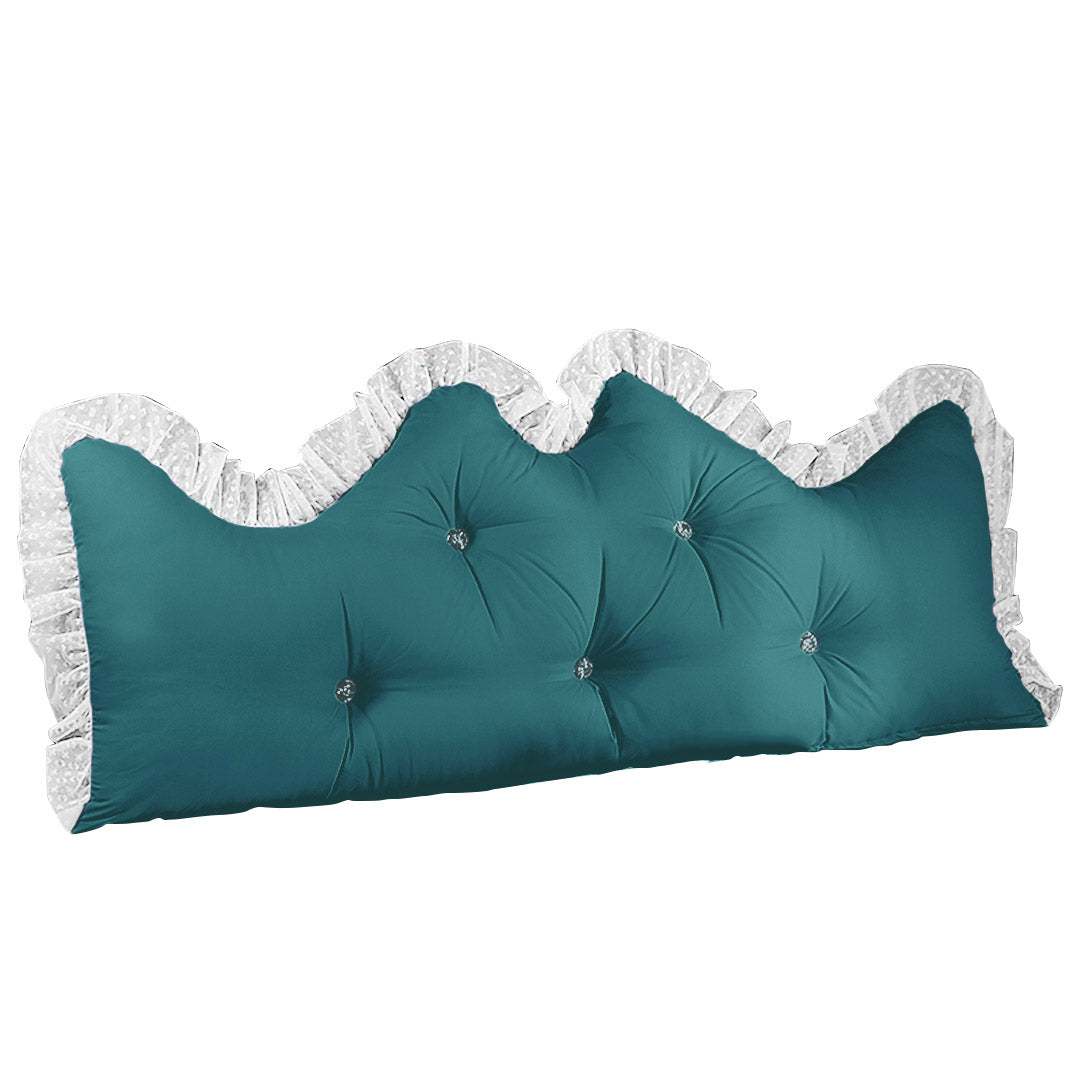 SOGA 180cm Blue-Green Princess Bed Pillow Headboard Backrest Bedside Tatami Sofa Cushion with Ruffle Lace Home Decor Soga