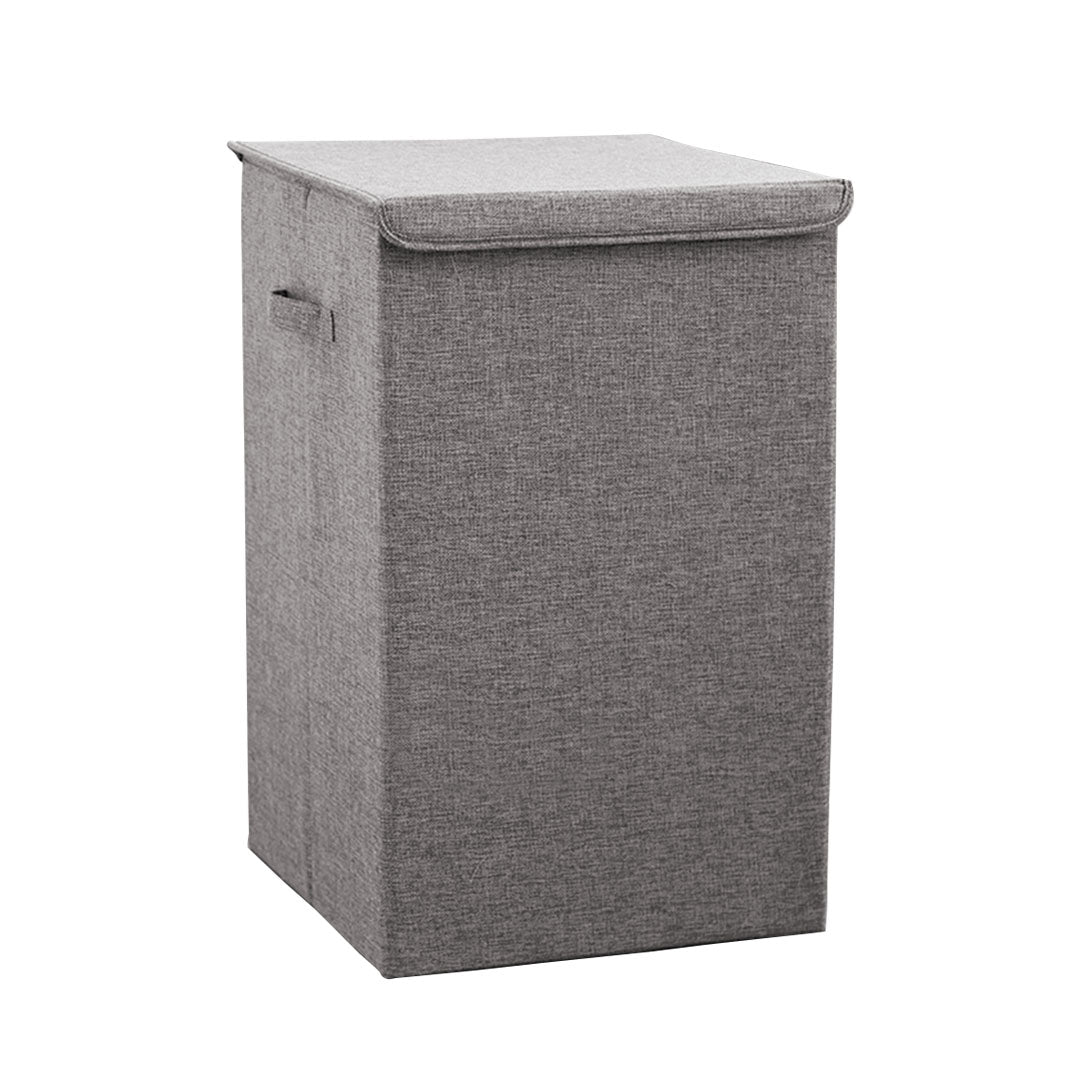 SOGA Grey Medium Collapsible Laundry Hamper Storage Box Foldable Canvas Basket Home Organiser Decor Soga