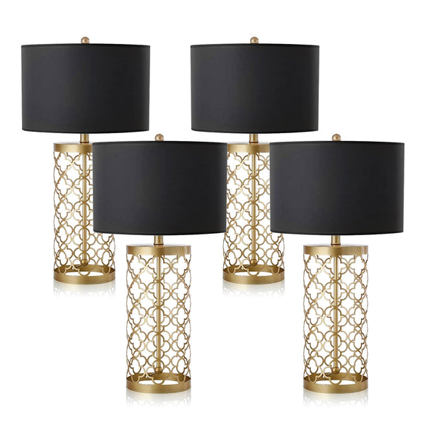 SOGA 4X Golden Hollowed Out Base Table Lamp with Dark Shade Soga