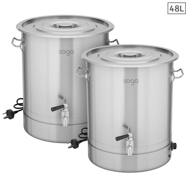 SOGA 2X 48L Stainless Steel URN Commercial Water Boiler 2200W Soga