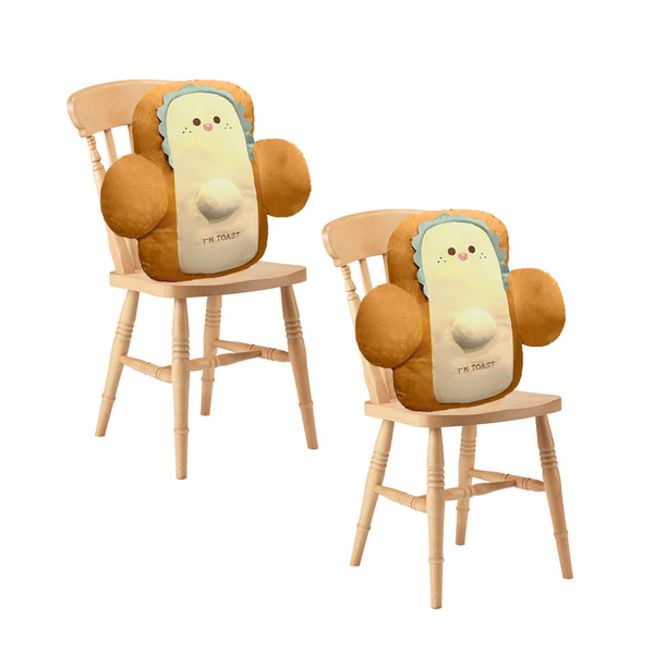 SOGA 2X Happy Face Toast Bread Cushion Stuffed Car Seat Plush Cartoon Back Support Pillow Home Decor Soga