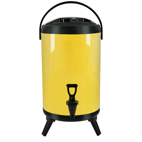 SOGA 16L Stainless Steel Insulated Milk Tea Barrel Hot and Cold Beverage Dispenser Container with Faucet Yellow Soga
