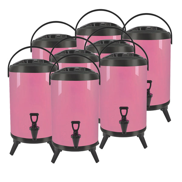 SOGA 8X 16L Stainless Steel Insulated Milk Tea Barrel Hot and Cold Beverage Dispenser Container with Faucet Pink Soga