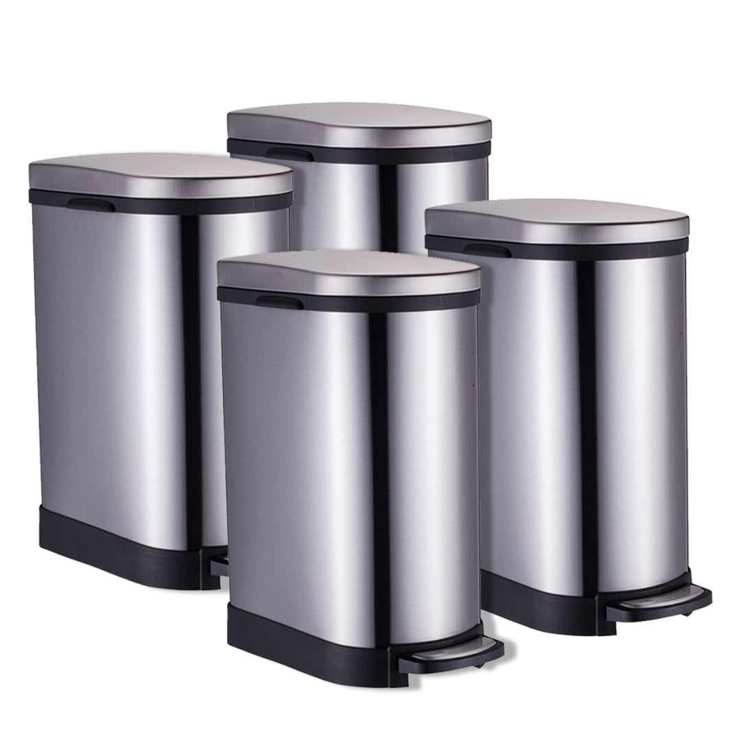 SOGA 4X Foot Pedal Stainless Steel Rubbish Recycling Garbage Waste Trash Bin 10L U Soga