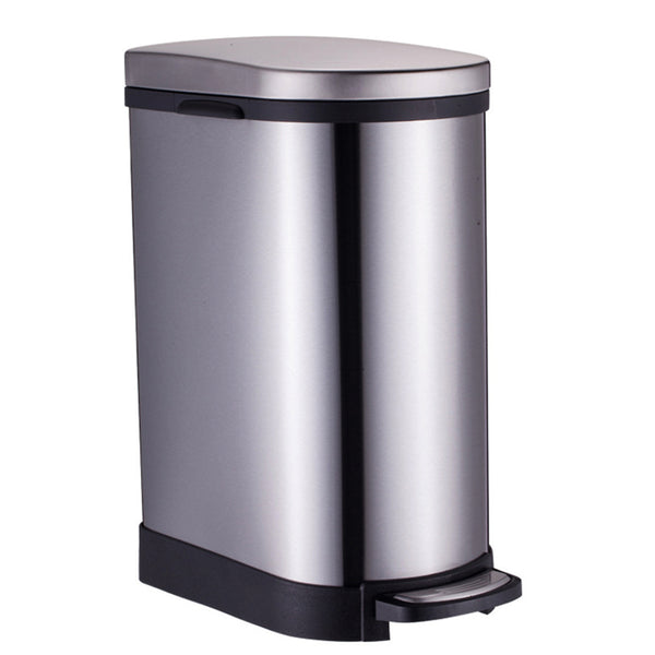 SOGA Foot Pedal Stainless Steel Rubbish Recycling Garbage Waste Trash Bin 10L U Soga