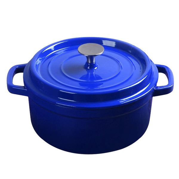 SOGA Cast Iron 24cm Enamel Porcelain Stewpot Casserole Stew Cooking Pot With Lid 3.6L Blue Soga