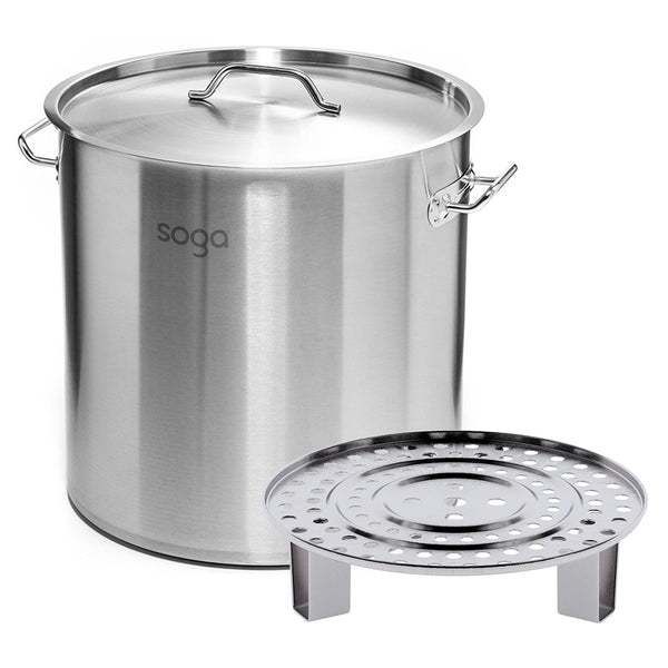 SOGA 50L Stainless Steel Stock Pot with One Steamer Rack Insert Stockpot Tray Soga