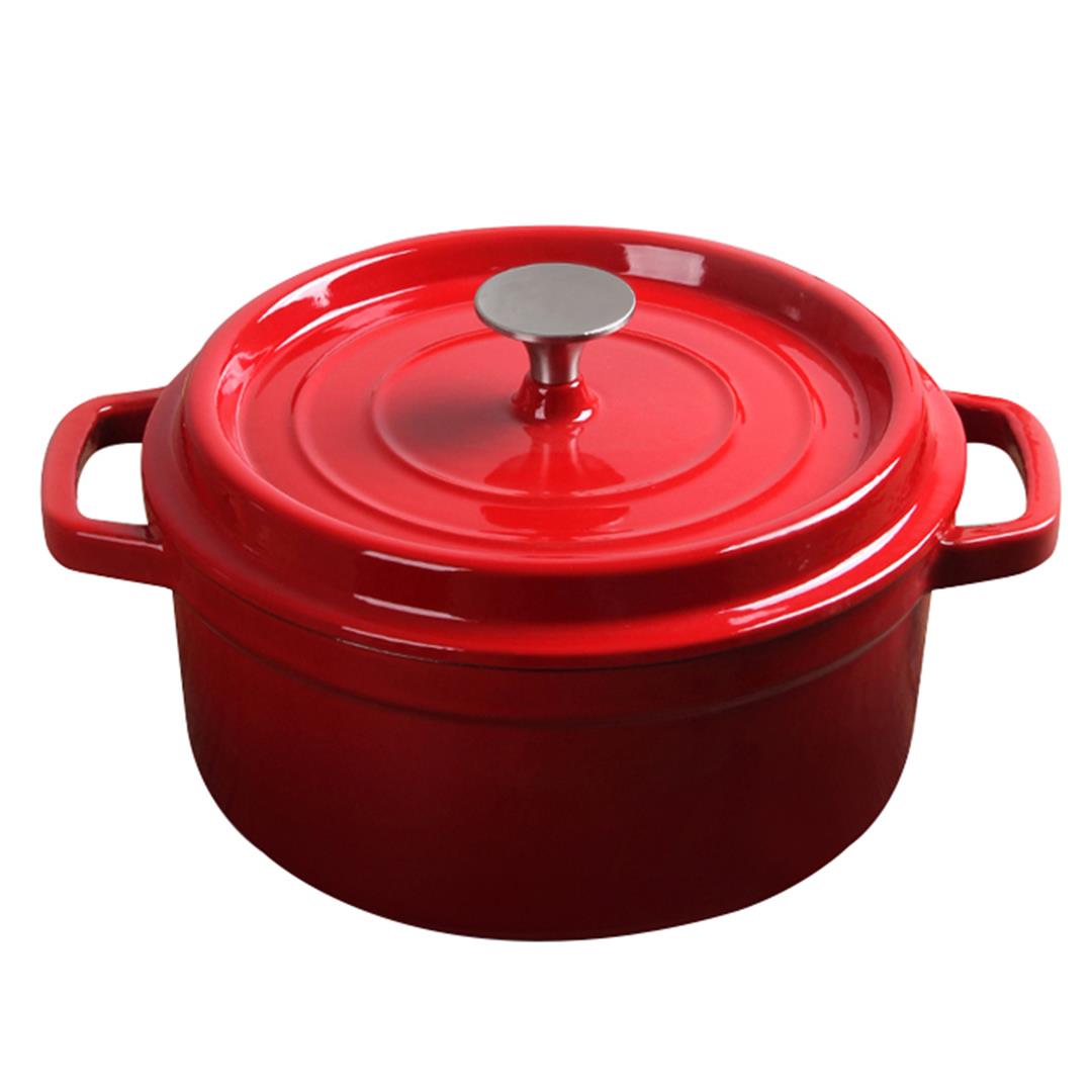 SOGA Cast Iron 22cm Enamel Porcelain Stewpot Casserole Stew Cooking Pot With Lid 2.7L Red Soga