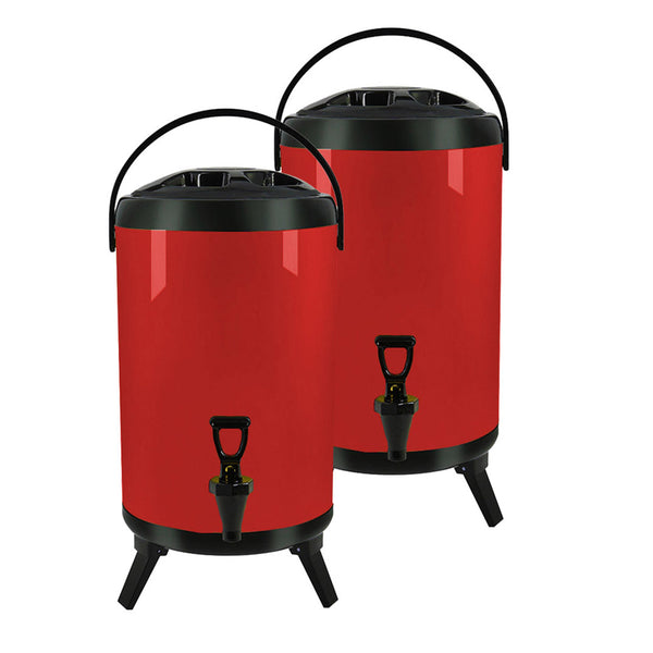 SOGA 2X 16L Stainless Steel Insulated Milk Tea Barrel Hot and Cold Beverage Dispenser Container with Faucet Red Soga