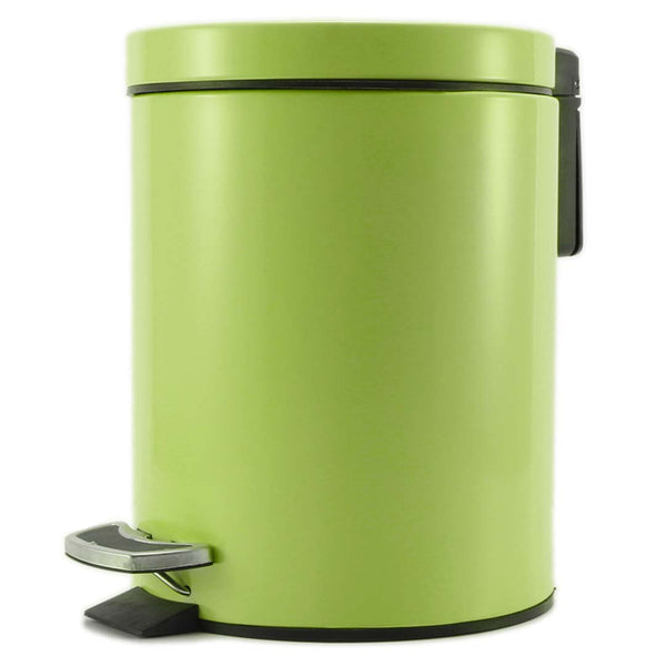 SOGA Foot Pedal Stainless Steel Rubbish Recycling Garbage Waste Trash Bin Round 7L Green Soga