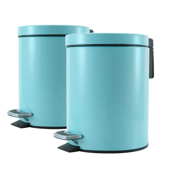 SOGA 2X 7L Foot Pedal Stainless Steel Rubbish Recycling Garbage Waste Trash Bin Round Blue Soga