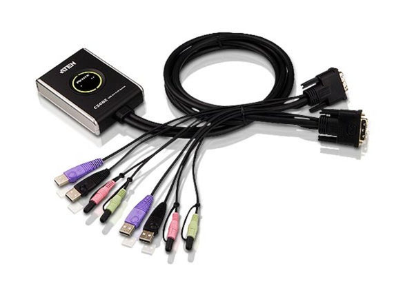 Aten Petite KVM | CS682 2-Port USB DVI KVM with audio 1.2m Cable and Remote Port Selector Deals499