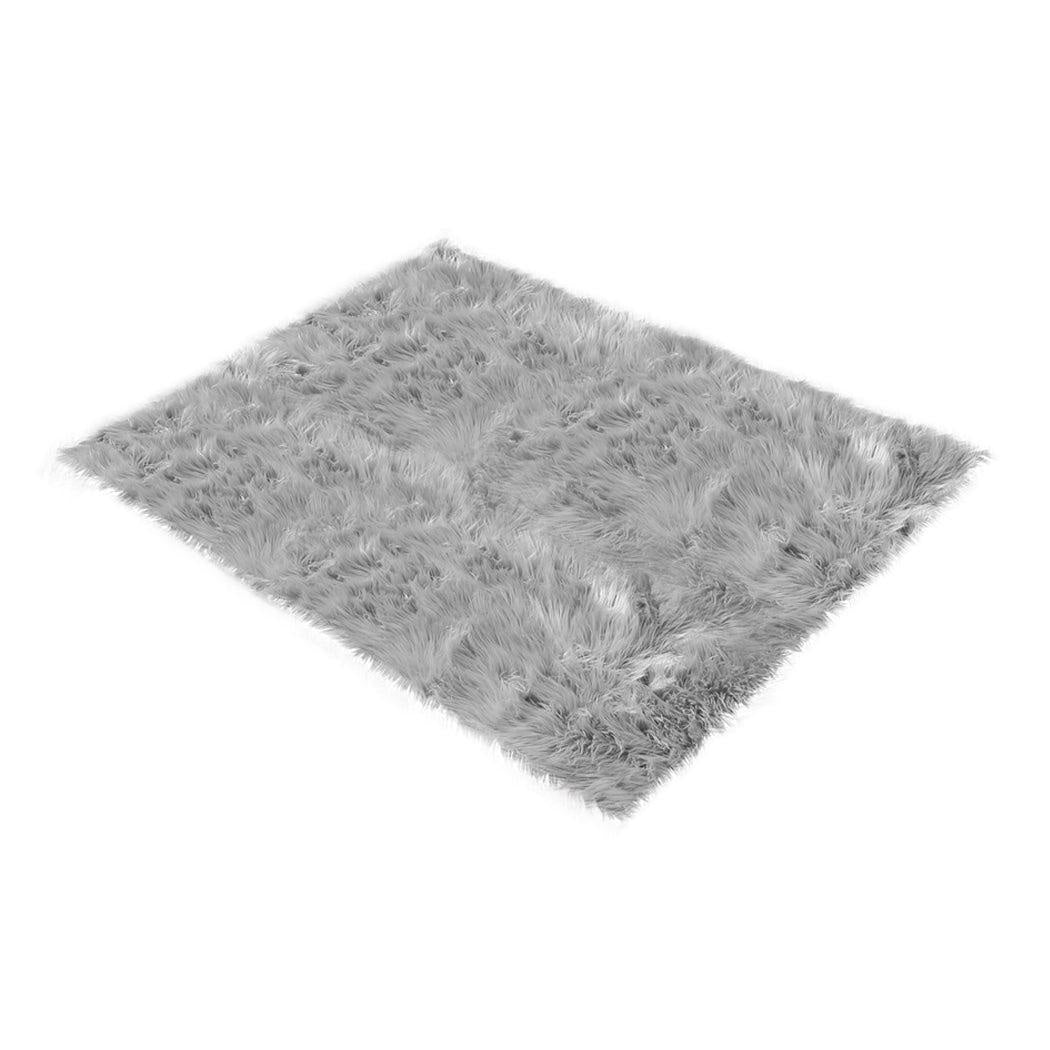 Floor Rugs Sheepskin Shaggy Rug Area Carpet Bedroom Living Room Mat 80X150 Grey Deals499