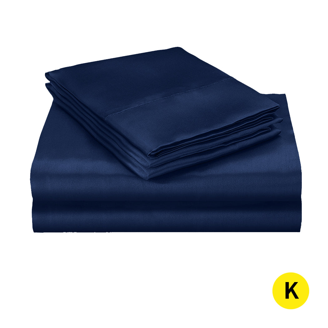 DreamZ Silk Satin Quilt Duvet Cover Set in King Size in Navy Colour Deals499