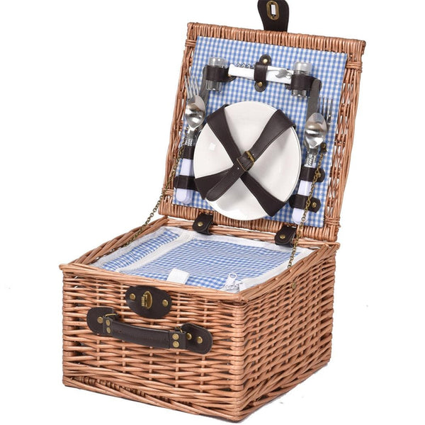 2 Person Picnic Basket Wicker Baskets Set Insulated Outdoor Blanket Gift Storage Deals499