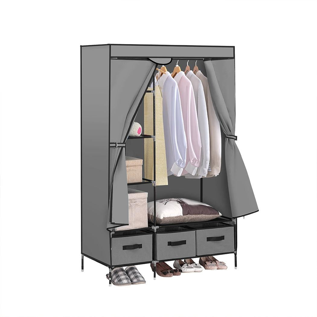 Levede Portable Clothes Closet Wardrobe Grey Storage Cloth Organiser Unit Shelf Rack Deals499