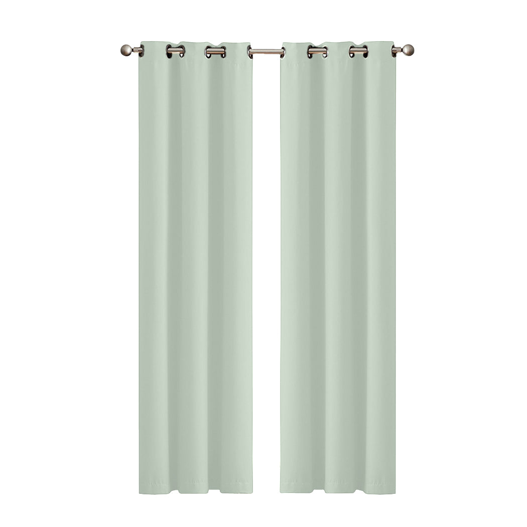 2x Blockout Curtains Panels 3 Layers Eyelet Room Darkening 132x213cm Green Deals499