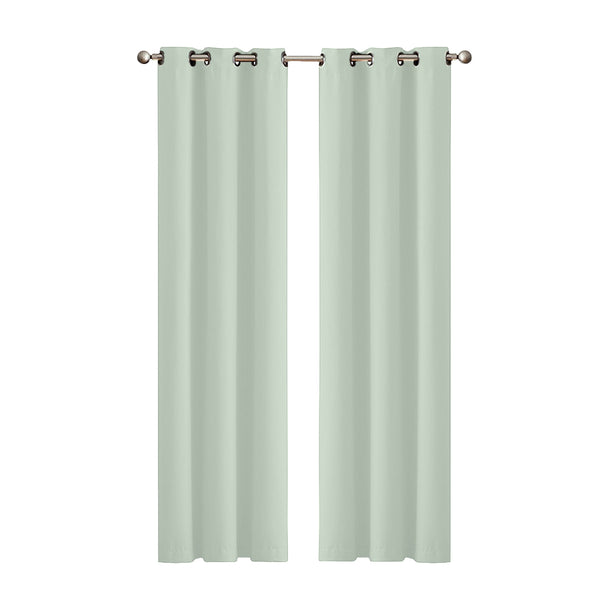 2x Blockout Curtains Panels 3 Layers Eyelet Room Darkening 132x213cm Green Deals499