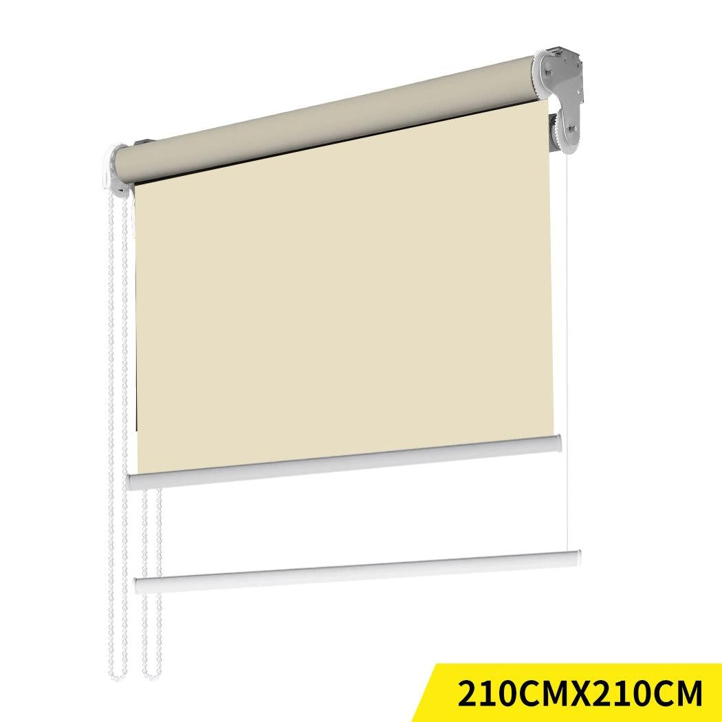 Modern Day/Night Double Roller Blinds Commercial Quality 210x210cm Cream White Deals499