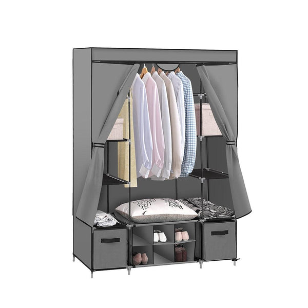 Levede Portable Wardrobes Shoe Rack Large Clothes Cabinet Closet Storage Grey Deals499