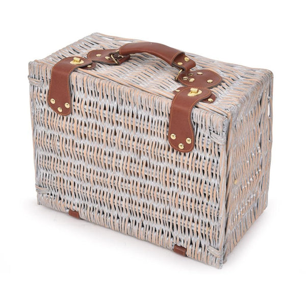 4 Person Picnic Basket Baskets Set Outdoor Blanket Deluxe Wicker Gift Storage Deals499