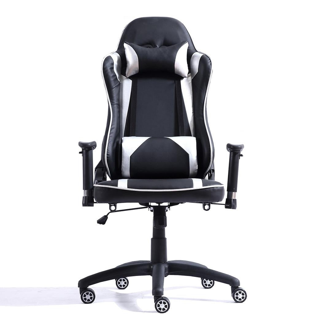 Levede Executive Gaming Office Chair Racing Computer PU Leather Recliner Silver Deals499