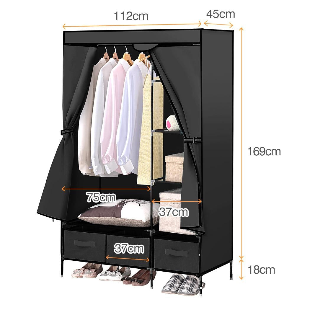 Levede Portable Clothes Closet Wardrobe Black Storage Cloth Organiser Unit Shelf Rack Deals499