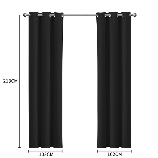 DreamZ Blockout Curtain Blackout Curtains Eyelet Room 102x213cm Black Deals499