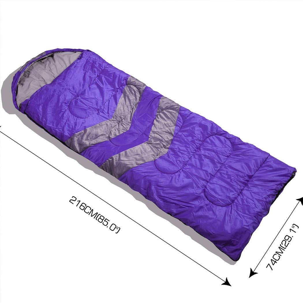 Mountview -20°C Outdoor Camping Thermal Sleeping Bag Envelope Tent Hiking Purple Deals499