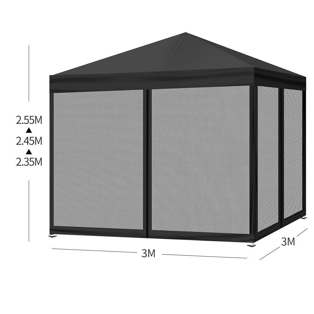 Mountview Gazebo Pop Up Marquee Outdoor Canopy 3x3m Wedding Tent Mesh Side Wall Deals499