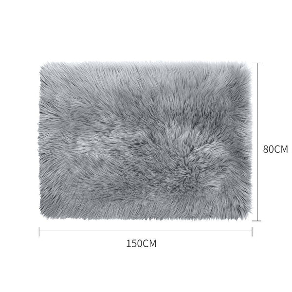 Floor Rugs Sheepskin Shaggy Rug Area Carpet Bedroom Living Room Mat 80X150 Grey Deals499