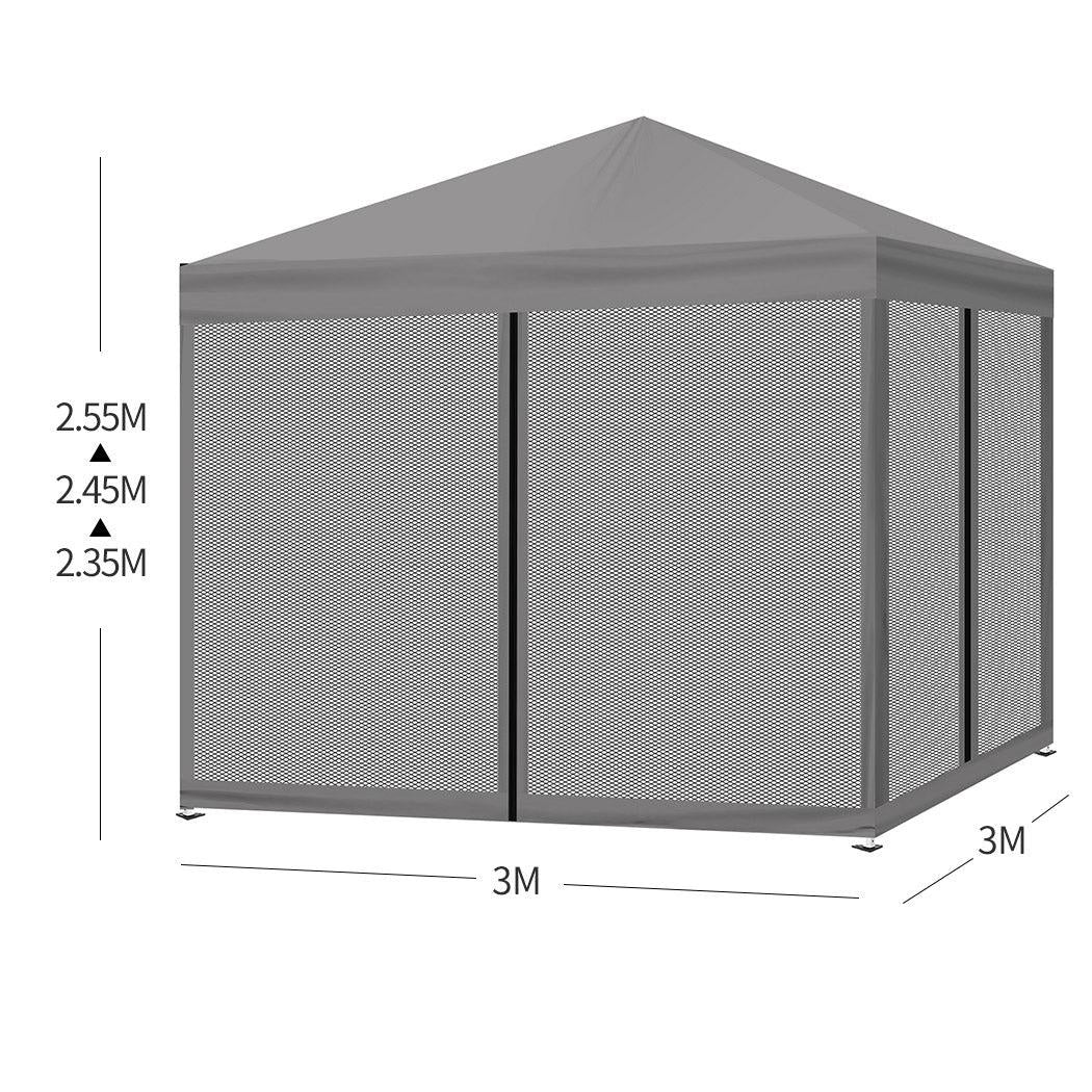 Mountview Gazebo 3x3 Marquee Pop Up Tent Outdoor Canopy Wedding Mesh Side Wall Deals499