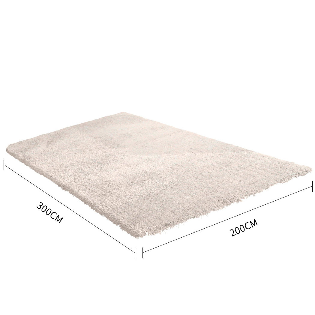 Ultra Soft Anti Slip Rectangle Plush Shaggy Floor Rug Carpet in Beige 200x300cm Deals499