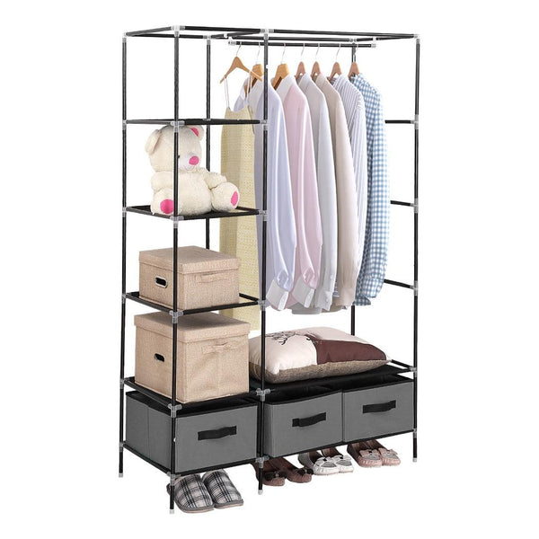 Levede Portable Clothes Closet Wardrobe Grey Storage Cloth Organiser Unit Shelf Rack Deals499