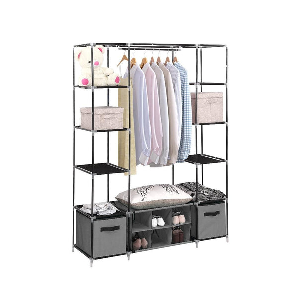 Levede Portable Wardrobes Shoe Rack Large Clothes Cabinet Closet Storage Grey Deals499