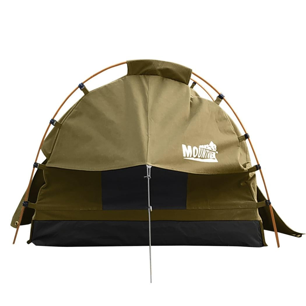 Mountview Double Swag Camping Swags Canvas Dome Tent Free Standing Khaki Deals499