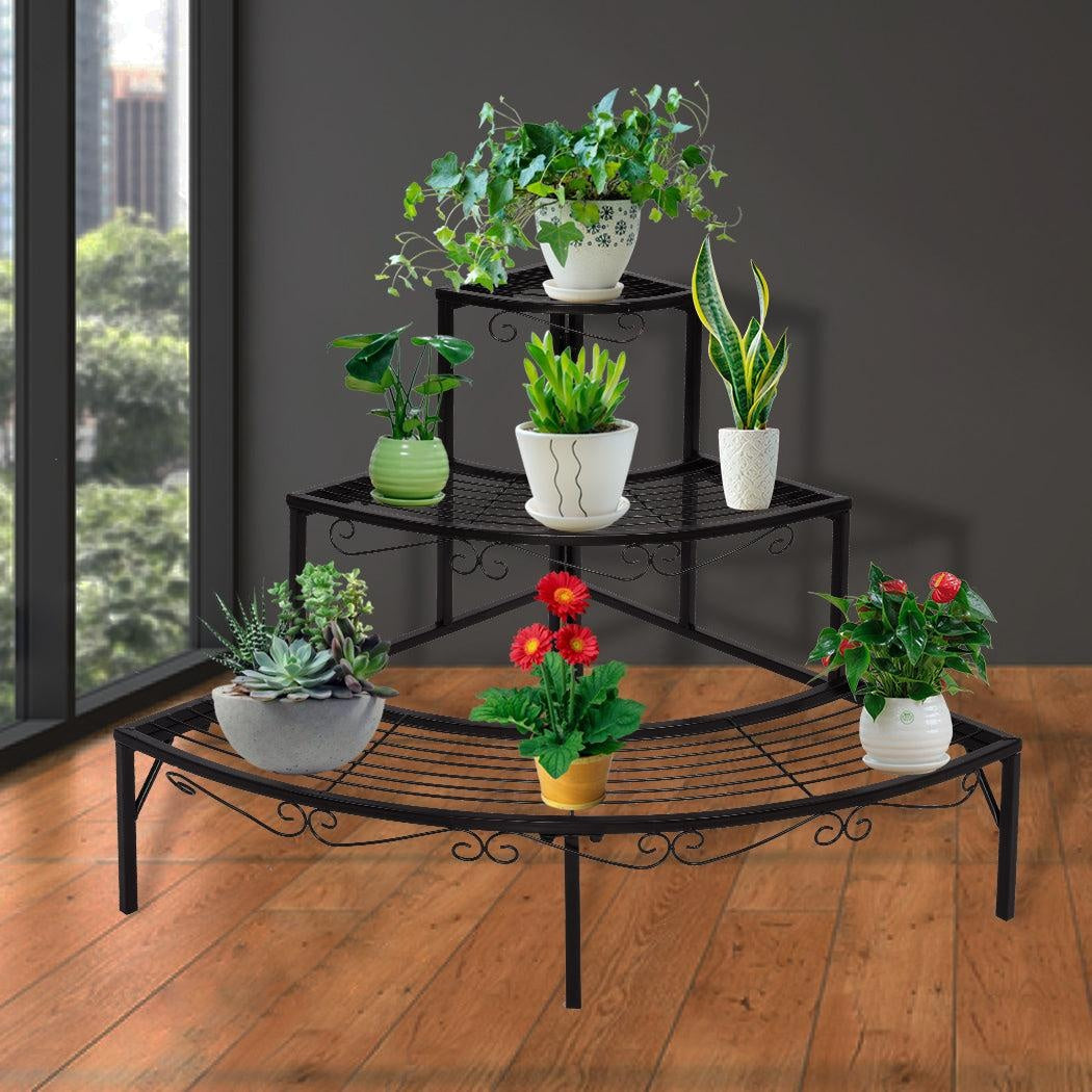 Levede Outdoor Indoor Pot Plant Stand Garden Metal 3 Tier Planter Corner Shelf Deals499