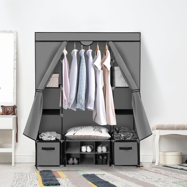 Levede Portable Wardrobes Shoe Rack Large Clothes Cabinet Closet Storage Grey Deals499