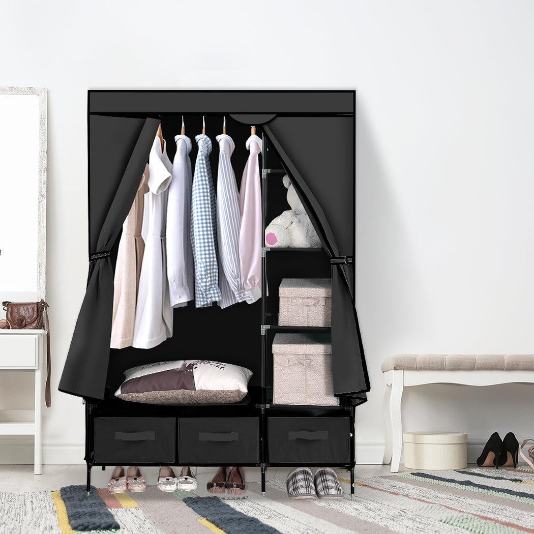 Levede Portable Clothes Closet Wardrobe Black Storage Cloth Organiser Unit Shelf Rack Deals499