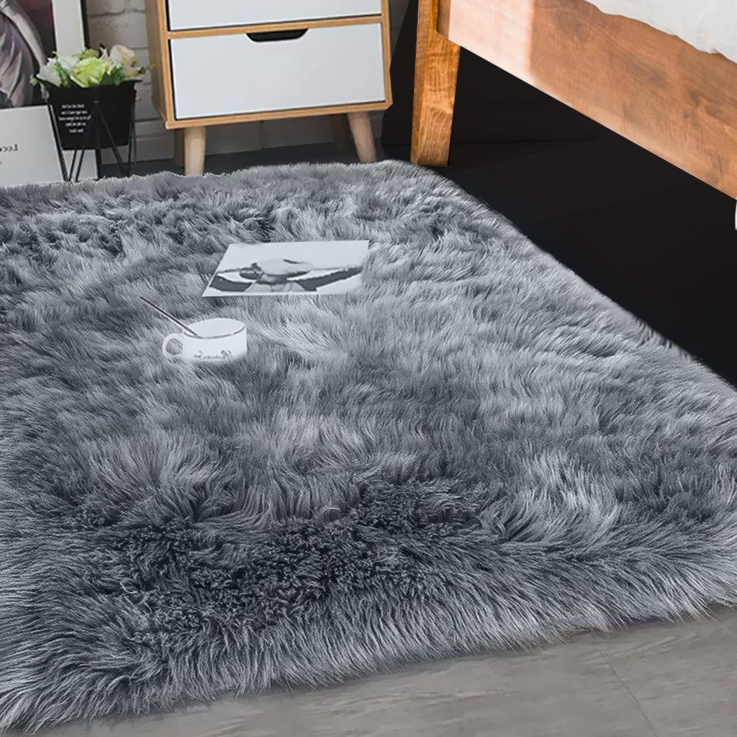 Floor Rugs Sheepskin Shaggy Rug Carpet Bedroom Living Room Mat 60X120 Dark Grey Deals499