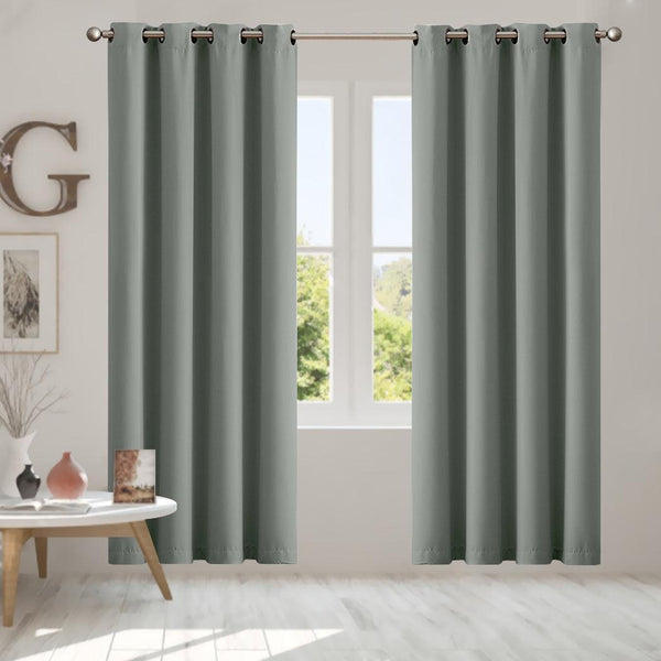 2x Blockout Curtains Panels 3 Layers Eyelet Room Darkening 132x213cm Green Deals499