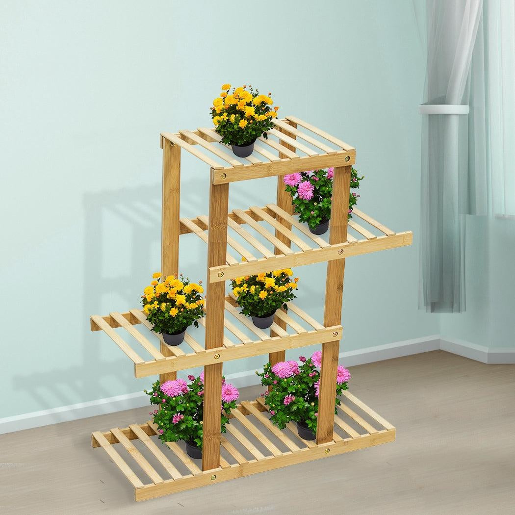 4 Tiers Premium Bamboo Wooden Plant Stand In/outdoor Garden Planter Flower shelf Deals499